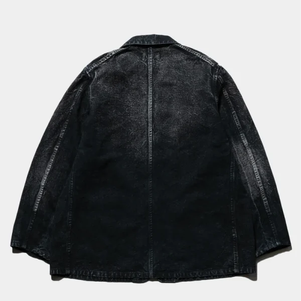 HERILL Linen Work Jacket 26SS Black Back Side