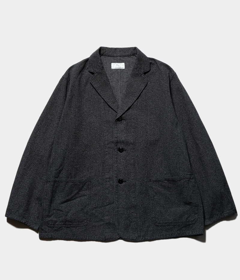 Herill 25AW Blackschambray Workjacket Herill 25AW Black Chambray Work Jacket Front Side