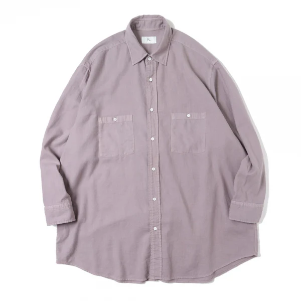 Herill Cotton Cashmere Brush Work Shirts Front In Purple