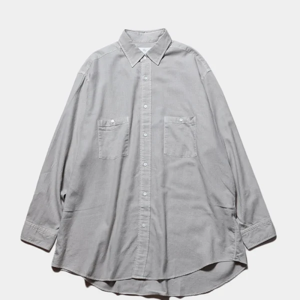 Herill Cotton Cashmere Work Shirt Front In Gray
