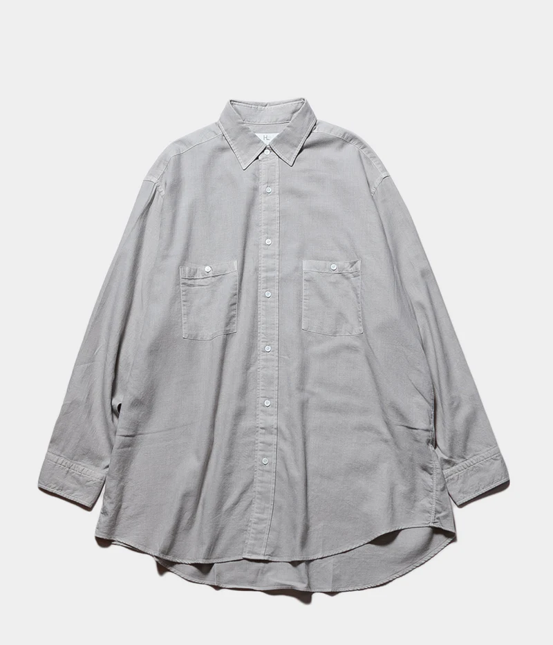 Herill Cotton Cashmere Work Shirt Front In Gray