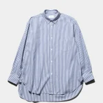 HERILL Cotton Oxford Regular Collar Stripe Shirt Front Look
