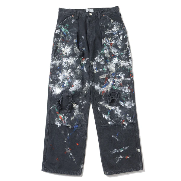 Herill Damage Splash Painter Pants Black Herill Damage Splash Painter Pants Front Side In Black