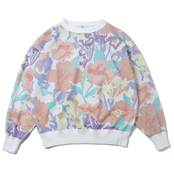 Herill Flower Pattern Crewneck Sweatshirt Front Side